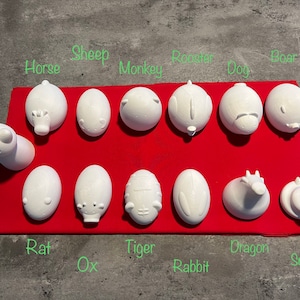 Individual UNPAINTED Chinese zodiac figures LARGE Cat Rat Ox Tiger Rabbit Dragon Snake Horse Sheep Monkey Rooster Dog Boar