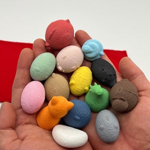 MINI Fuzzy Chinese Zodiac Figures textured Set (Cat Rat Ox Tiger Rabbit Dragon Snake Horse Sheep Monkey Rooster Dog Boar) Riceball 3DPrinted