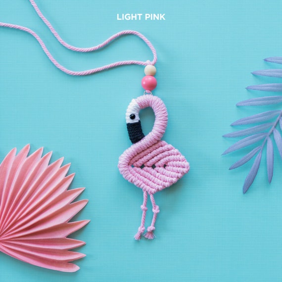 Macrame Flamingo Keychain/magnet Cute Boho Backpack or Purse 