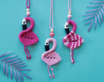 Flamingo Car Charm • Tropical Car Mirror Accessory • Small Gift • Event Favor