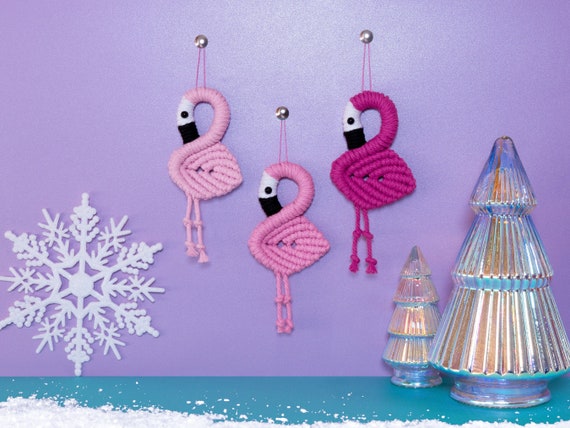 Macrame Flamingo Keychain/magnet Cute Boho Backpack or Purse 