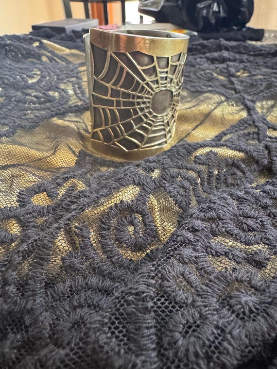 Statement Brass 80s Spiderweb Cuff! - image 4