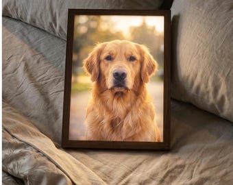 Marco LED personalizado para retratos de mascotas / Imagen iluminada con boceto personalizado de perro o gato