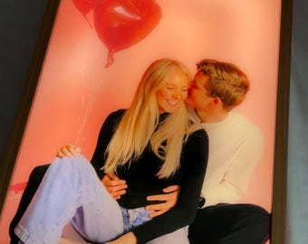 Lámpara fotográfica personalizada para parejas / Marco iluminado LED personalizado, luz nocturna
