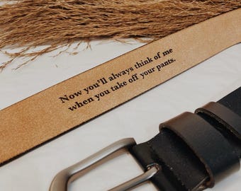 Cinturón de cuero personalizado para hombre / Mensaje grabado oculto
