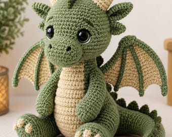 Süßer Drache Häkelanleitung PDF | Amigurumi Drachen Muster | Fantasy Plusch Häkelanleitung | DIY Drache Kuscheltier | Sofort Download