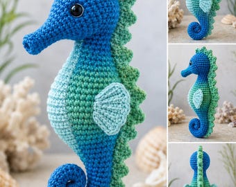 Amigurumi Seahorse Crochet Pattern (Blue & Green Ocean Theme)