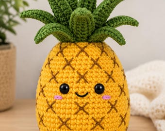 Crochet Pineapple Pattern PDF | Cute Amigurumi Pineapple | Kawaii Fruit Plush | Beginner Crochet Pattern | Summer Decor