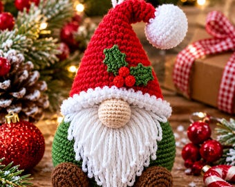 Holly Jolly Ornament Gnome