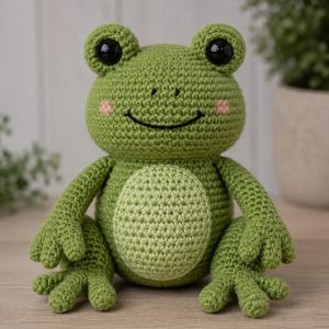 Häkelanleitung für einen Frosch (PDF) | Niedliche Amigurumi-Frosch-Häkelanleitung | Anfängerfreundliches Tutorial für einen Plüschfrosch | DIY-Kuscheltier
