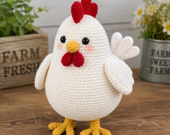 Crochet Chicken Pattern PDF | Amigurumi Farm Chicken Crochet Pattern | Cute Hen Plush Tutorial | Easy Farm Animal Crochet