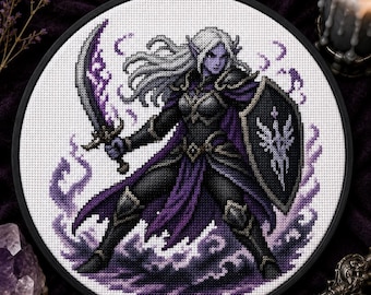 Dark Elf Fighter cross stitch pattern