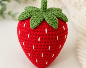 Crochet Strawberry Pattern PDF | Amigurumi Strawberry Plush Tutorial | Easy Beginner Crochet Fruit | Kawaii Play Food | Instant Download