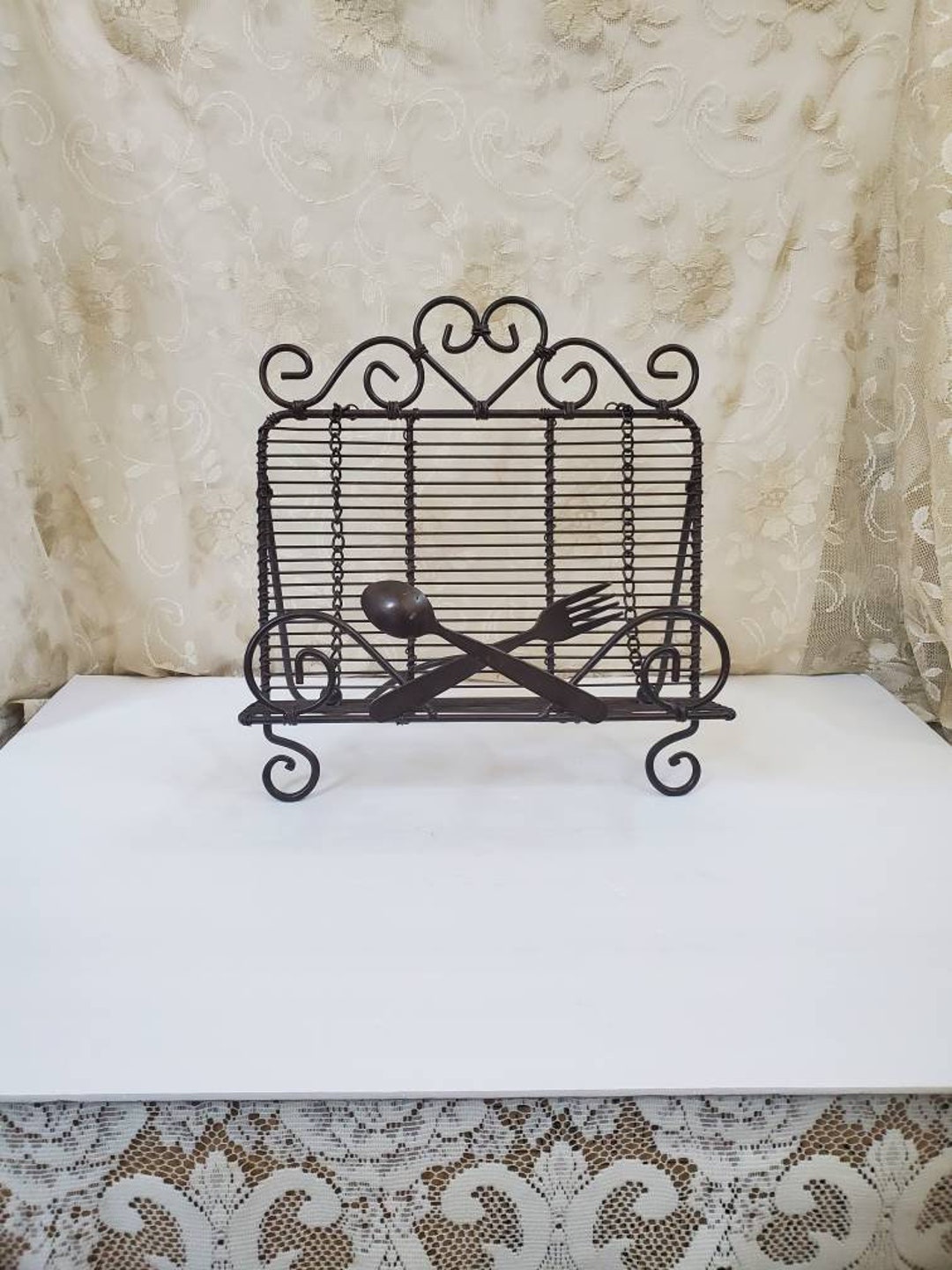 Vintage Wrought Iron Recipe Book Countertop Display Holder Etsy