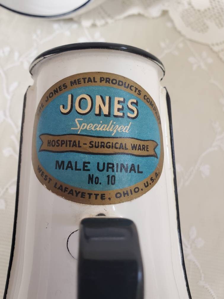 Vintage 1950's 2pc Set Enamel White Metal Bed Pan and Male Etsy