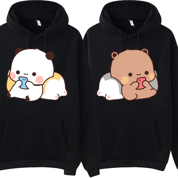 Milk Mocha Bear Kawaii Panda Bear Bubu Dudu Texting Couple Hoodie