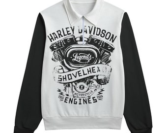 Harley Davidson Unisex Lapel Sweatshirt | 310GSM Cotton