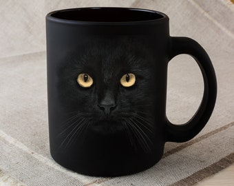 Tasse à café chat noir en céramique Tasse à café drôle, cadeau parfait pour les amoureux des chats, tasses à café chat mignon, cadeau pour un anniversaire ou une surprise pour la Saint-Valentin