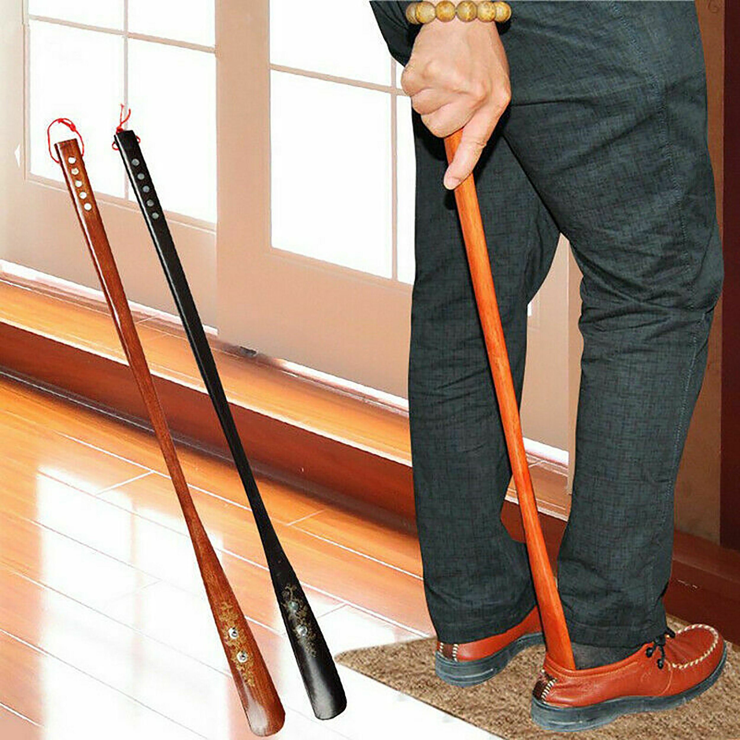 NEW Extra Long Handle Shoehorn Shoe Horn AID Stick Wooden 55cm 21.5