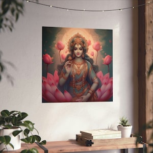 Lakshmi, Hindu Goddess of Wealth, Prosperity and Well Being, Auspisious - Matte Vertical Posters