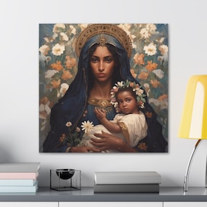 Schwarz, Schwarz, Afroamerikaner, Kirche, Mutter Maria und Jesus Christus in Segeltuch Galerie-Wraps