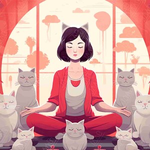 Meditating Girl - for Printable Art Work  - Digital Download