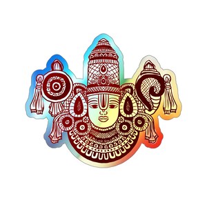 Lord Thirupathi Balaji, Venketeshwara, Govinda, Vishnu, Hindu God - Holographic Die-cut Stickers