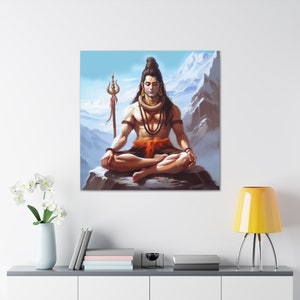 God Shiva, Meditating, Indan, Hindu, Vedic, in Canvas Gallery Wraps