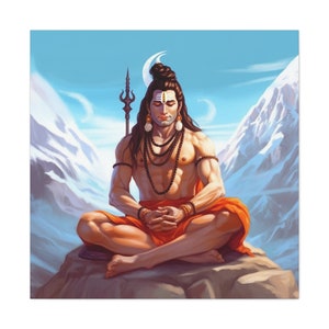 God Shiva, Meditating, Indan, Hindu, Vedic, in Canvas Gallery Wraps