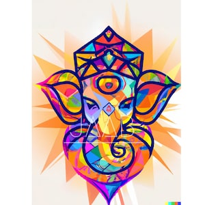 Digital art of Lord Ganesha | Modern art | neon lit | synthwave | Printable | Wall Art | T-shirt Printing | Sublimation - Digital Download