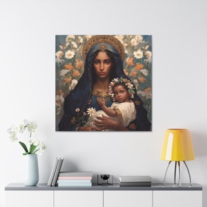 Black, African-American, Church,Mother Mary and Jesus Christ in Canvas Gallery Wraps