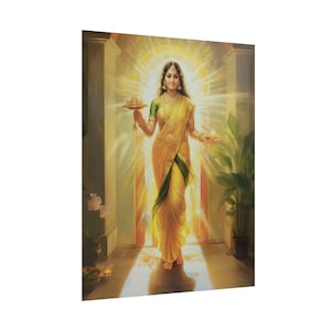 Gruha Lakshmi, Vaastu Lakshmi, Dhana Lakshmi, Hindu Goddess of Wealth, Prosperity and Well Being, Auspisious, entering home - Rolled Posters