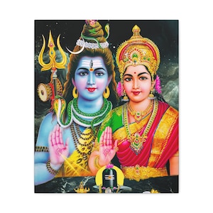 Indian, Hindu, God, Shiva, Parvathi (Shakti, Durga), Well Being, Auspisious, pooja, gift - Matte Canvas, 1.25&quot;