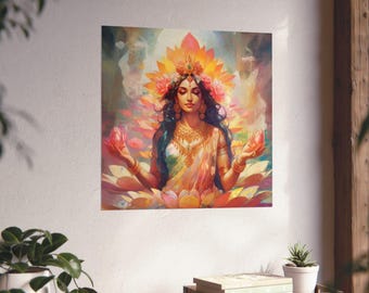 Lakshmi, dea indù della ricchezza, della prosperità e del benessere, di buon auspicio - Poster verticali opachi