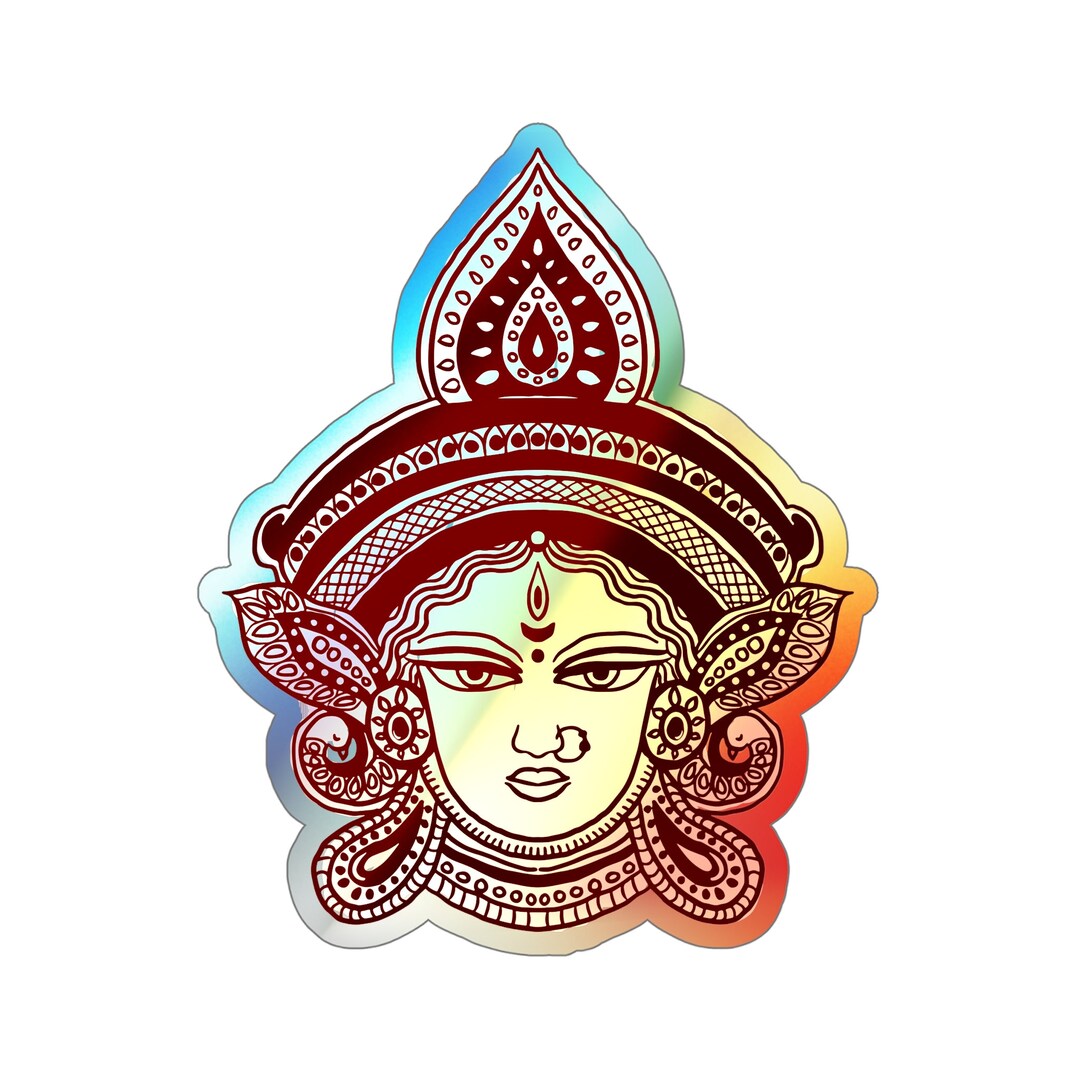 Maa Sticker Red Durga Maa, Sakti, Paarvati, Hindu Mother Godess Holographic Die-cut ...