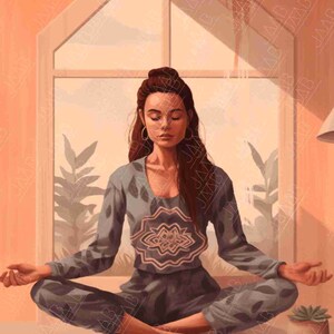 Meditating Girl - for Printable Art Work  - Digital Download