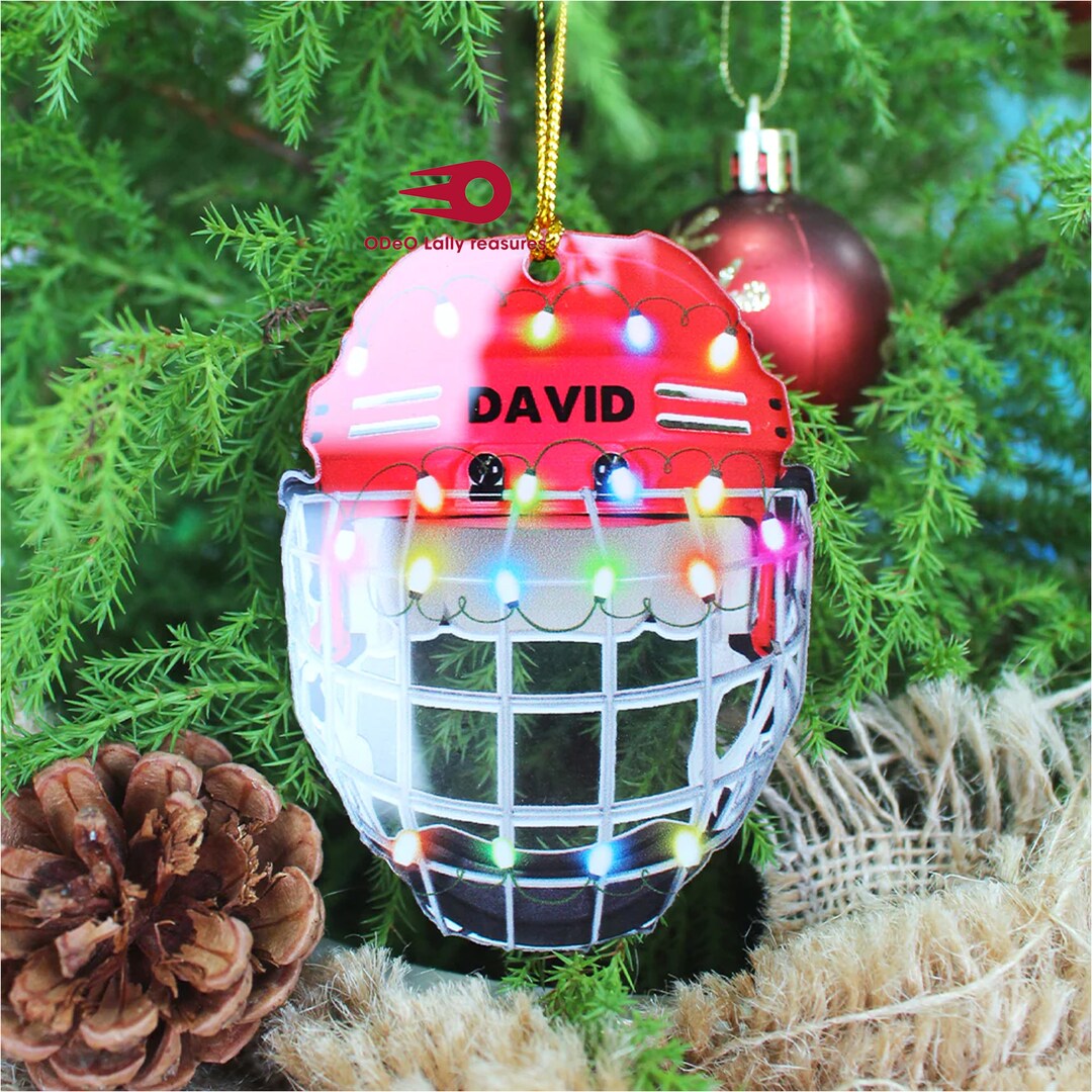 Christmas Hockey Helmet Ornament Helmet With Cage Ornament Etsy
