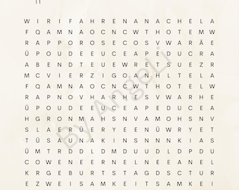 Personalisiertes Rätsel Wörter suchen mit Auflösung