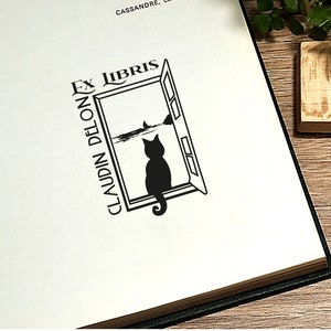 SELLO EX LIBRIS, Sello de libro con gato, Sello de biblioteca personalizado, Sello de biblioteca, Sello de libro personalizado, Sello de libro, Sello de profesor, Ex libris.