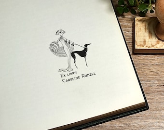 Personalized Ex Libris Stamp: Art Deco Library Stamp, Book Lover Gift
