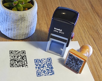 Custom QR code self-ink, rubber stamp QR code Instagram, QR social media,  custom Qr code, stamp wood qr