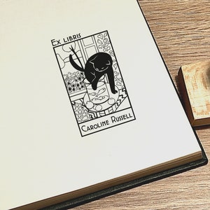 Personalized Ex Libris Stamp: Matisse Cat Design, Library Book Stamp image 5