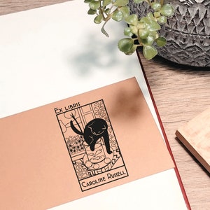 Personalized Ex Libris Stamp: Matisse Cat Design, Library Book Stamp image 3