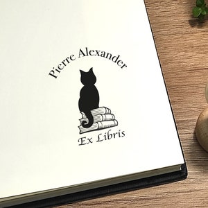 Cat on the Books Custom Ex Libris Stamp, Black Cat Bookplate Stamp,  Mystical Book Stamp, Library Stamp, Book lovers Gift - AliExpress