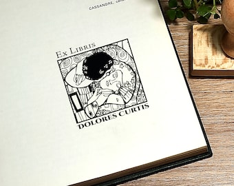 Exlibris. Bibliothek Stempel. Personalisierte Bibliothek Stempel. Detailansicht des Kusses von Gustav Klimt. Für Buchliebhaber. Geschenk für Buchliebhaber. Stempel Geschenk.