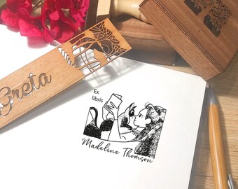 Personalized Ex Libris Stamp: Custom Library Stamp for Book Lovers