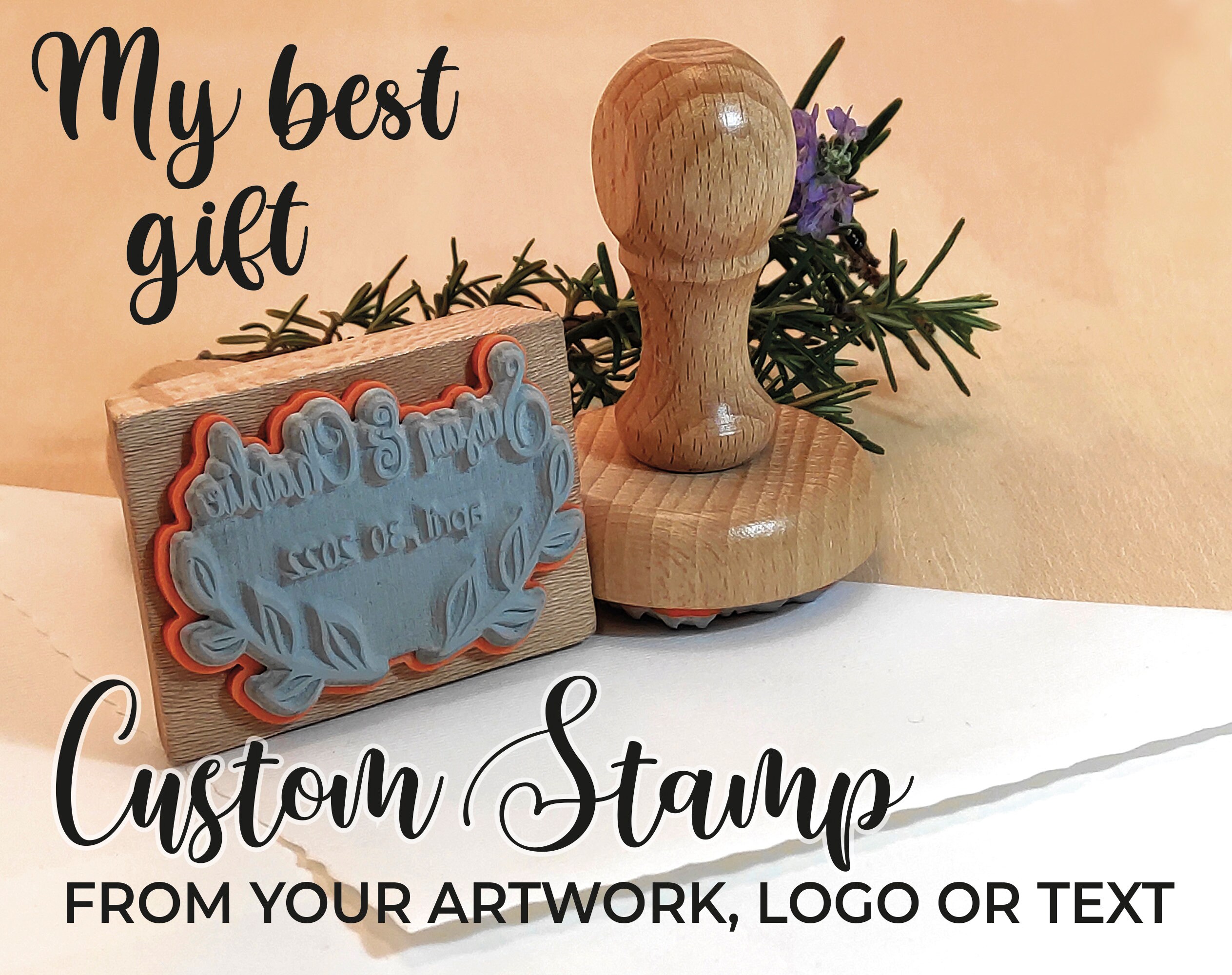 Custom Design Wooden Rubber Stamp With Your Artwork - Decorative