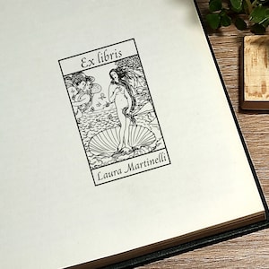 Ex Libris. Sello de biblioteca. Sello de biblioteca personalizado. Diseño de Venus de Boticcelli. Amantes de la lectura. Regalo para amantes de la lectura. Sello de regalo.