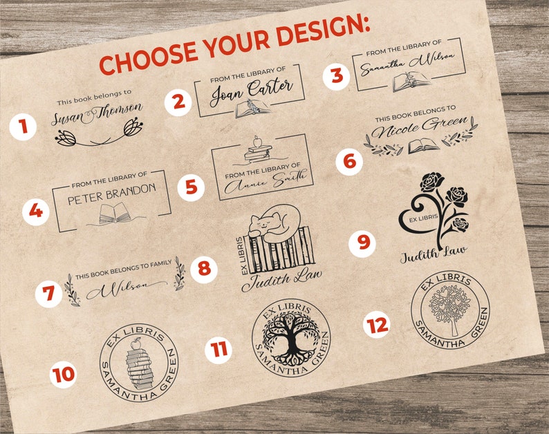 EX LIBRIS STAMP Book Stamp Personalized Library Stamp Etsy