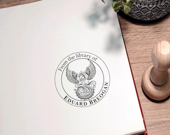 Personalized Ex Libris Stamp: Phoenix Bird Library Stamp